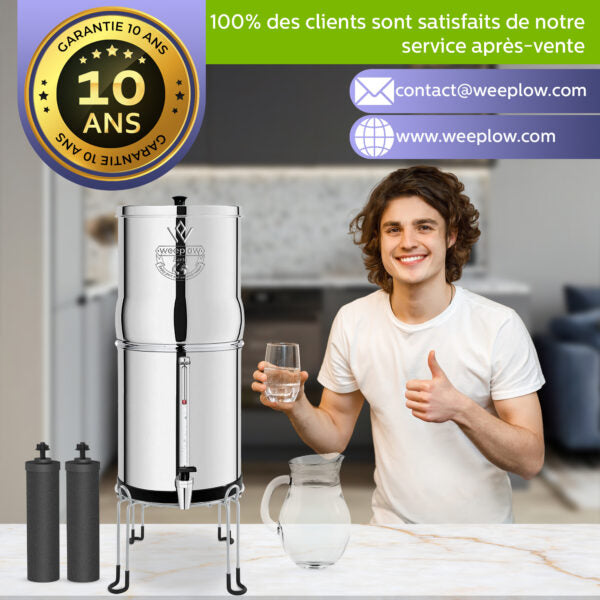 Filtre à Eau Par Gravité En Inox - Compatible Berkey - Élimine Fluorure Et Métaux Lourds